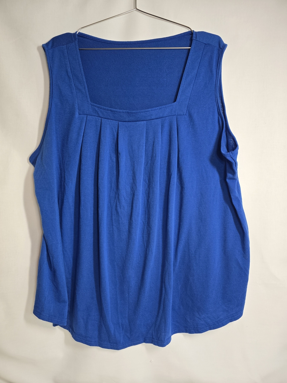 Square-Neck Pleated Tank Top in Royal Blue